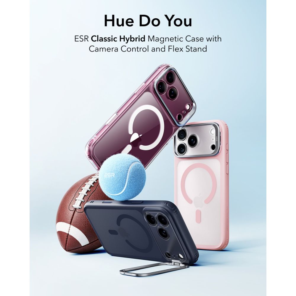ESR Classic Hybrid -tukijalka ja MagSafe-kotelo iPhone 18 Pro / 17 Pro - mattapinkki