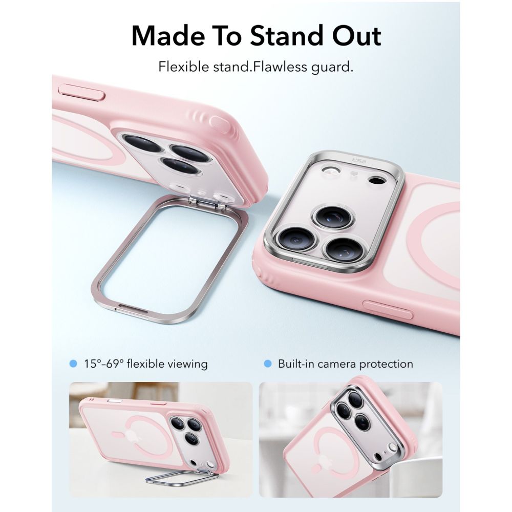 ESR Classic Hybrid -tukijalka ja MagSafe-kotelo iPhone 18 Pro / 17 Pro - mattapinkki