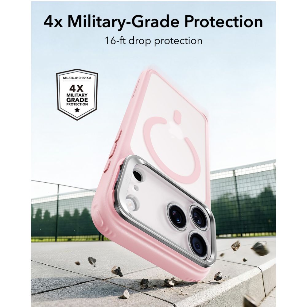 ESR Classic Hybrid -tukijalka ja MagSafe-kotelo iPhone 18 Pro / 17 Pro - mattapinkki