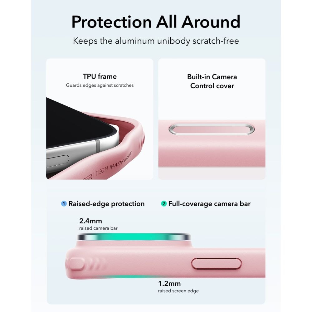 ESR Classic Hybrid -tukijalka ja MagSafe-kotelo iPhone 18 Pro / 17 Pro - mattapinkki