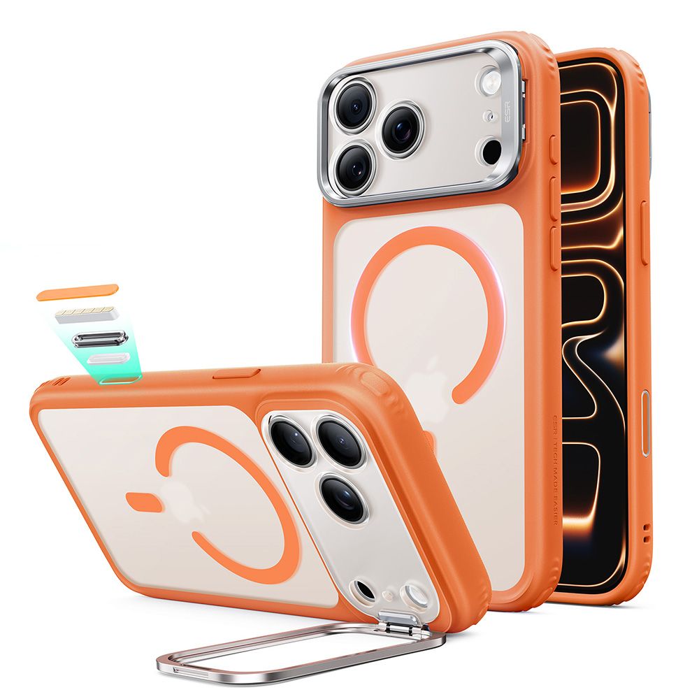 ESR Classic Hybrid -tukijalka ja MagSafe-kotelo iPhone 18 Pro / 17 Pro - mattapintainen oranssi