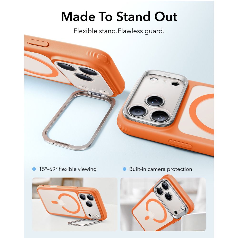 ESR Classic Hybrid -tukijalka ja MagSafe-kotelo iPhone 18 Pro / 17 Pro - mattapintainen oranssi