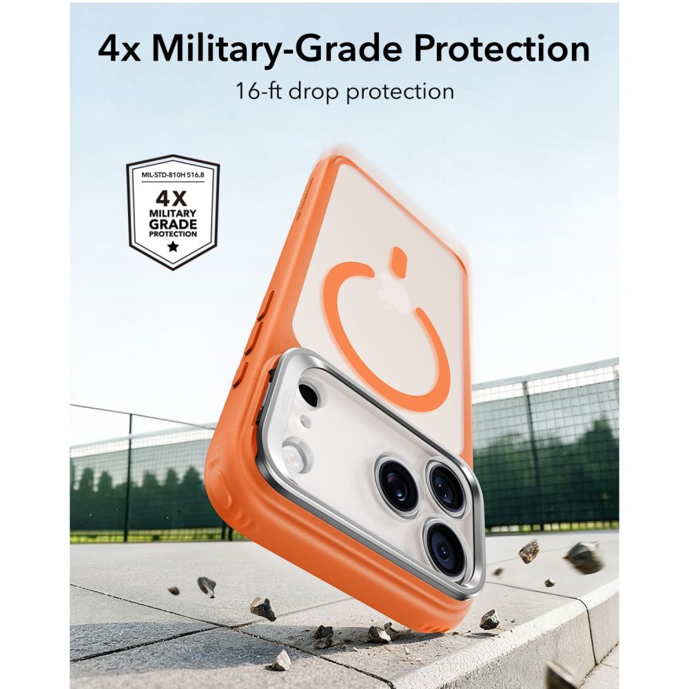 ESR Classic Hybrid -tukijalka ja MagSafe-kotelo iPhone 18 Pro / 17 Pro - mattapintainen oranssi