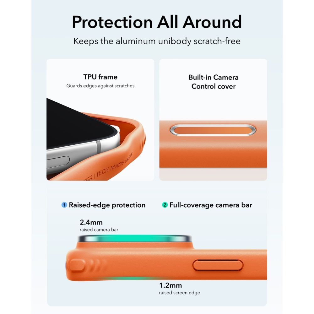 ESR Classic Hybrid -tukijalka ja MagSafe-kotelo iPhone 18 Pro / 17 Pro - mattapintainen oranssi