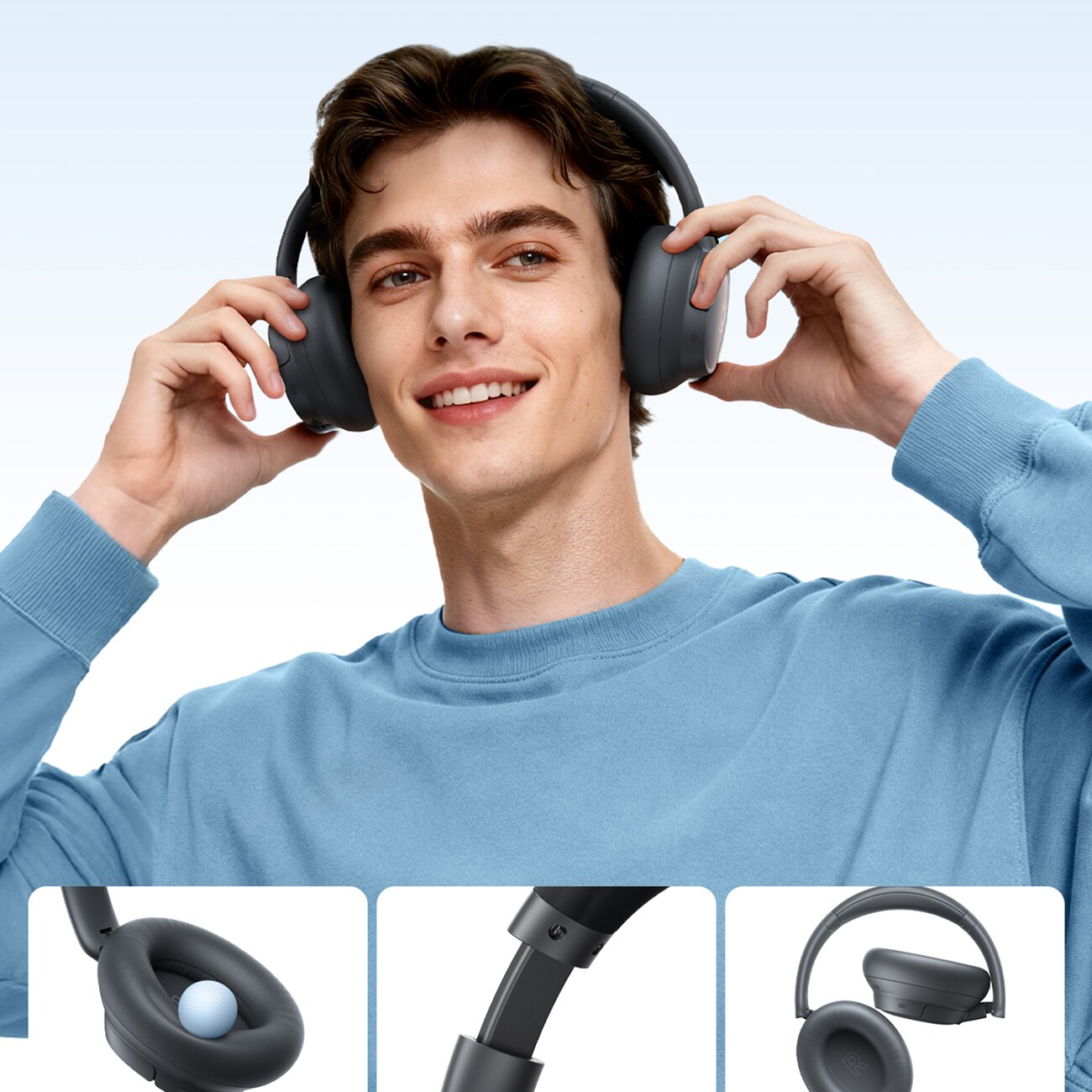 Baseus Bass BH1 NC Lite -langattomat over-ear-kuulokkeet, ANC – harmaa