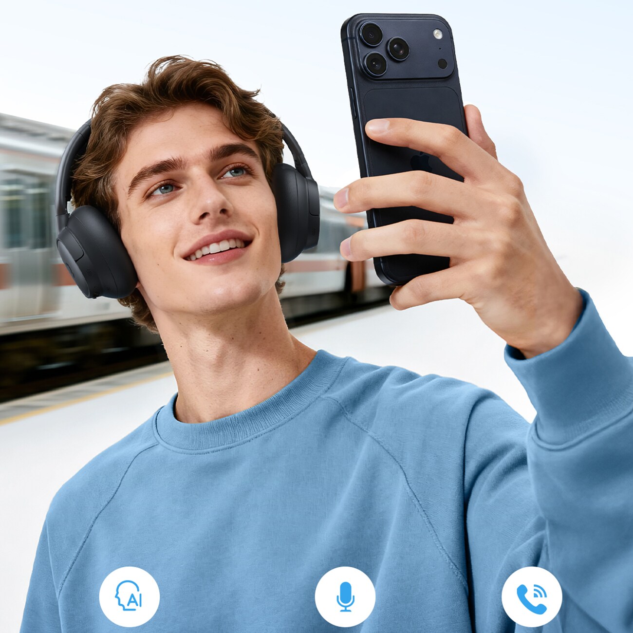 Baseus Bass BH1 NC Lite -langattomat over-ear-kuulokkeet, ANC – harmaa