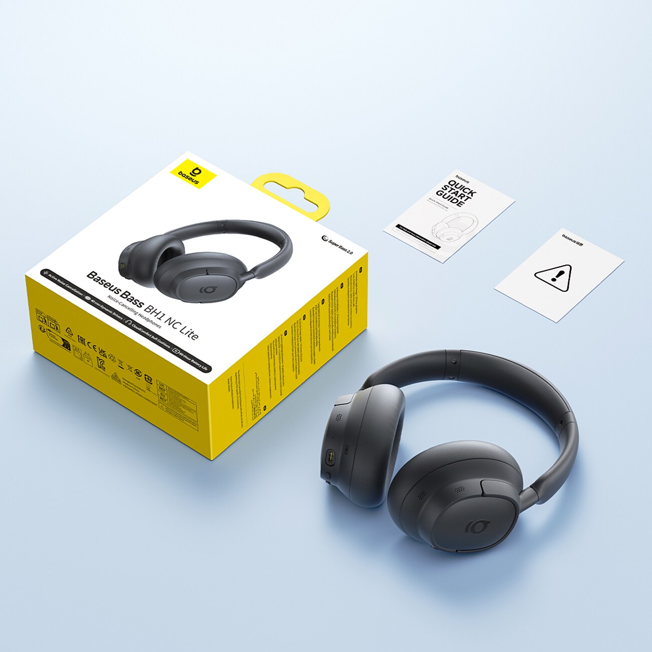 Baseus Bass BH1 NC Lite -langattomat over-ear-kuulokkeet, ANC – harmaa