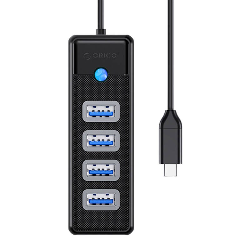 Orico HUB USB-C - 4x USB 3.0 5Gbps 0,15m Musta