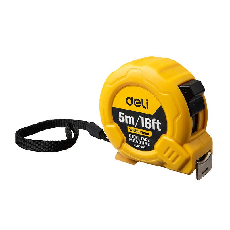 Teräksinen mittanauha 5m/19mm Deli Tools EDL9005Y (keltainen)
