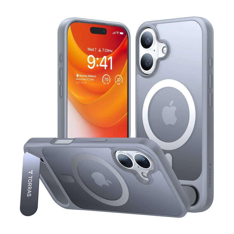 Etui Torras Pstand Series do iPhone 16 Plus (Titanium harmaa)
