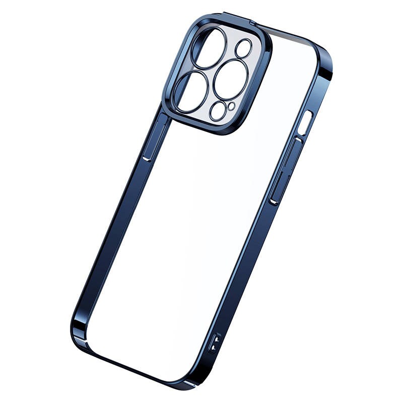 Baseus Glitter läpinäkyvä kotelo ja karkaistua lasia asetettu iPhone 14 Pro (sininen)