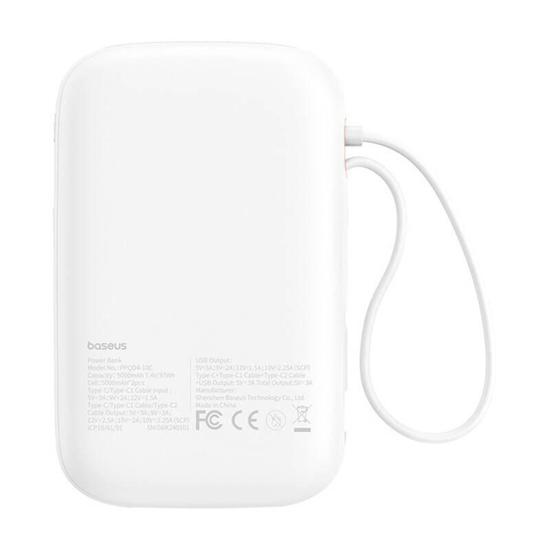 Baseus QPow 2 10000mAh 30W powerbank (valkoinen)