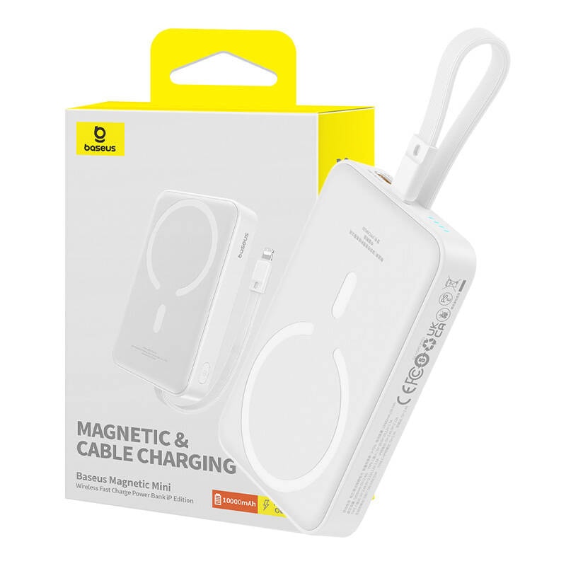 Powerbank Baseus Magnetic Mini 10000mAh, Lightning 20W MagSafe (valkoinen)