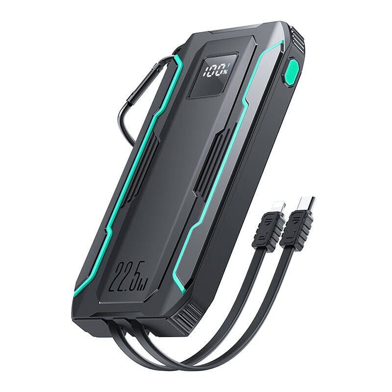 Powerbank Joyroom JR-L017 10000mAh, 22.5W, Lightning + USB-C-kaapelilla (musta)