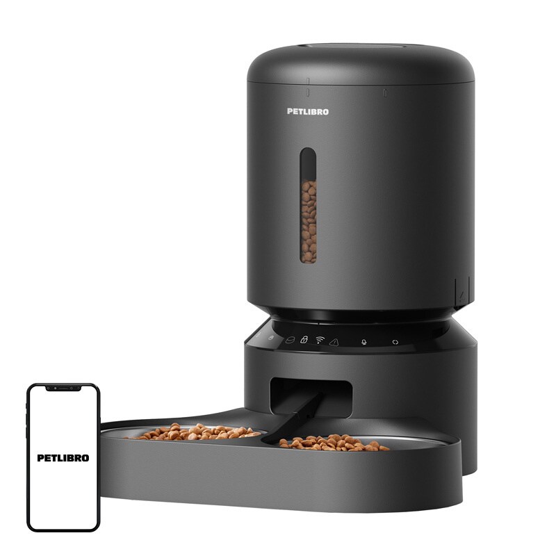 Petlibro Granary ruoka-annostelija kaksinkertaisella kulholla, Wifi, 5L (musta)