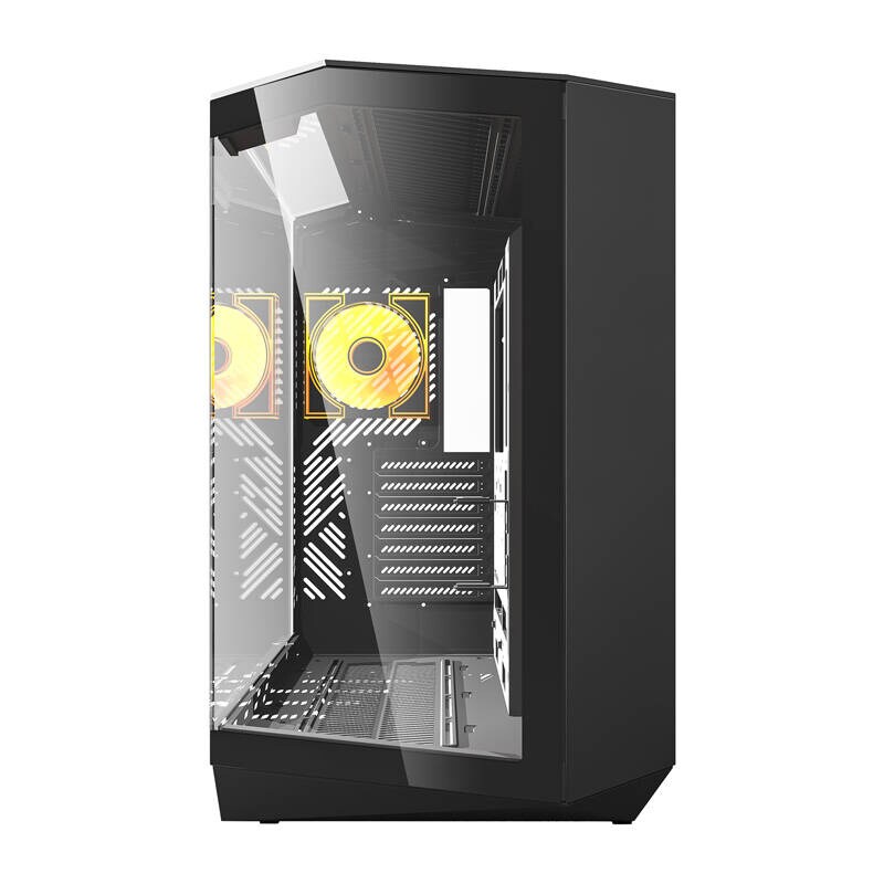 Darkflash DY470 tietokonekotelo (musta) + 4 tuuletinta