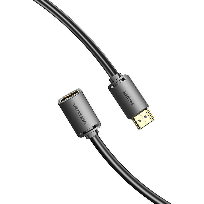HDMI 2.0 uros HDMI 2.0 naaras jatkokaapeli Vention AHCBD 0,5m, 4K 60Hz, (musta)