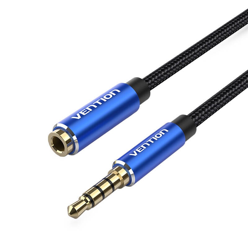 Kaapeli Audio TRRS 3.5mm uros 3.5mm naaras Vention BHCLJ 5m sininen