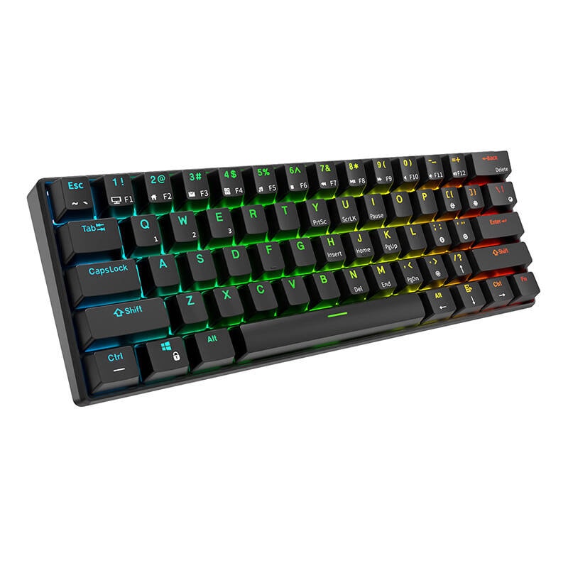 Royal Kludge RK61 RGB mekaaninen näppäimistö, ruskea kytkin (musta) (QWERTY)