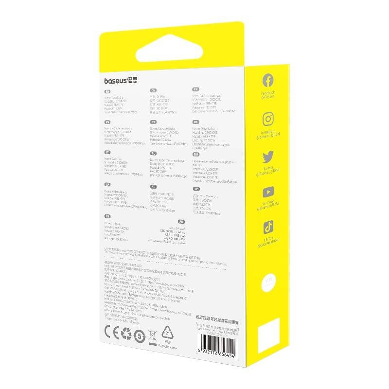 Pikalatauskaapeli 3in1 Baseus Free2Draw USB-C - USB-C/Lightning/Micro 100W, 1,1m (musta)