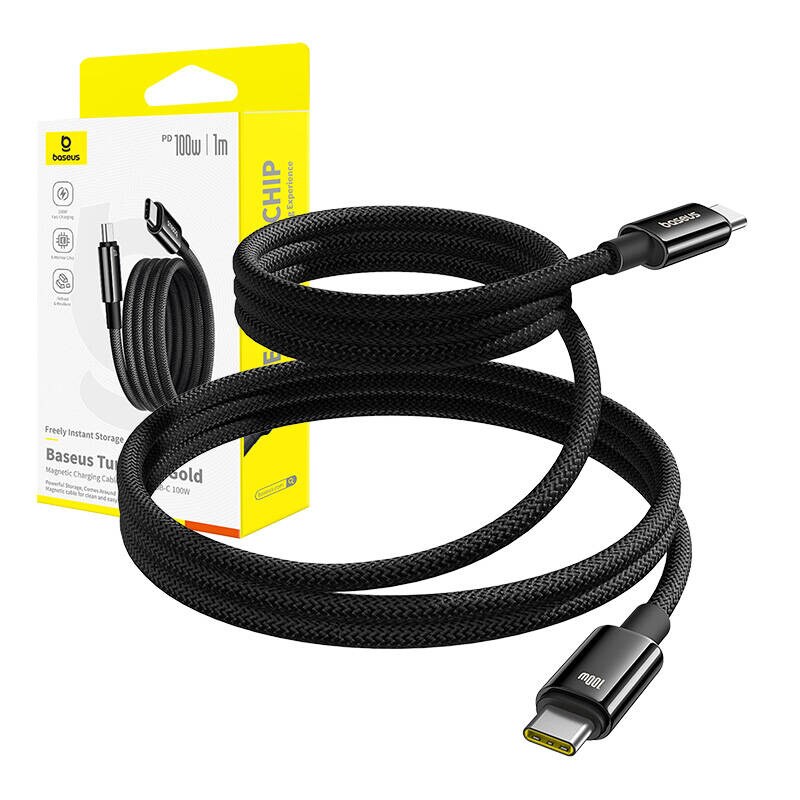 Baseus Tungsten Gold latauskaapeli USB-C USB-C 100W 1m (musta)