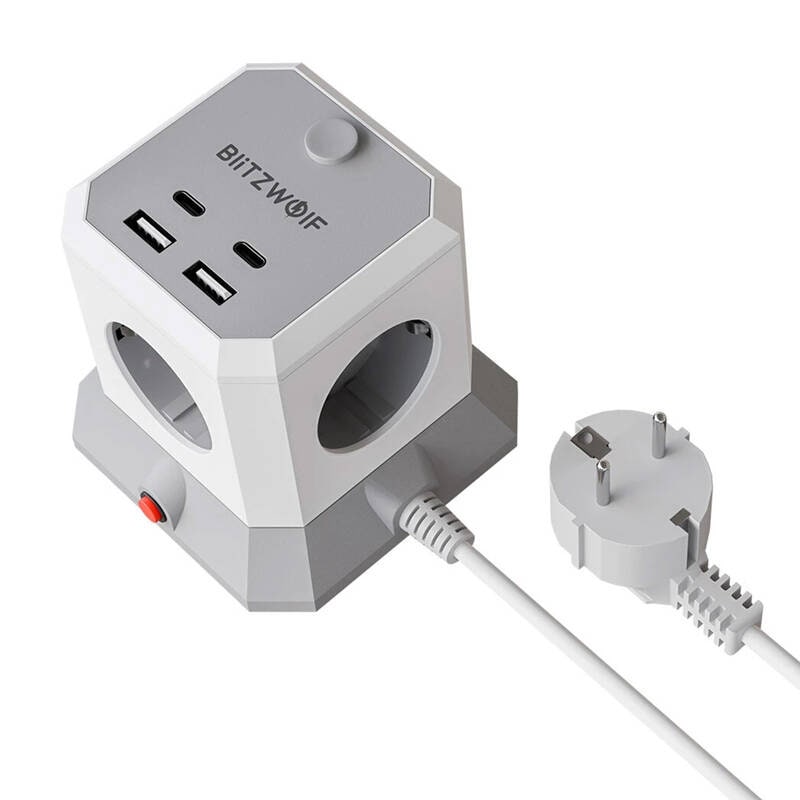 BlitzWolf BW-EC1 4xAC 2xUSB-A 2xUSB-C-laajennin 2xUSB-C Extender