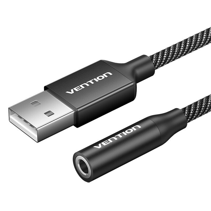 Yksiporttinen USB ulkoinen äänikortti Vention Gome 1m (musta)