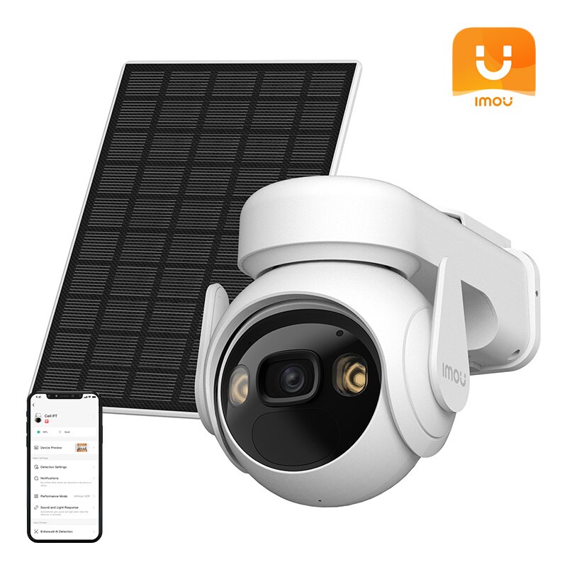 Pyörivä ulkokäyttöön tarkoitettu WiFi-kamera aurinkopaneelilla IMOU Cell PT kit lite (tyyppi C)