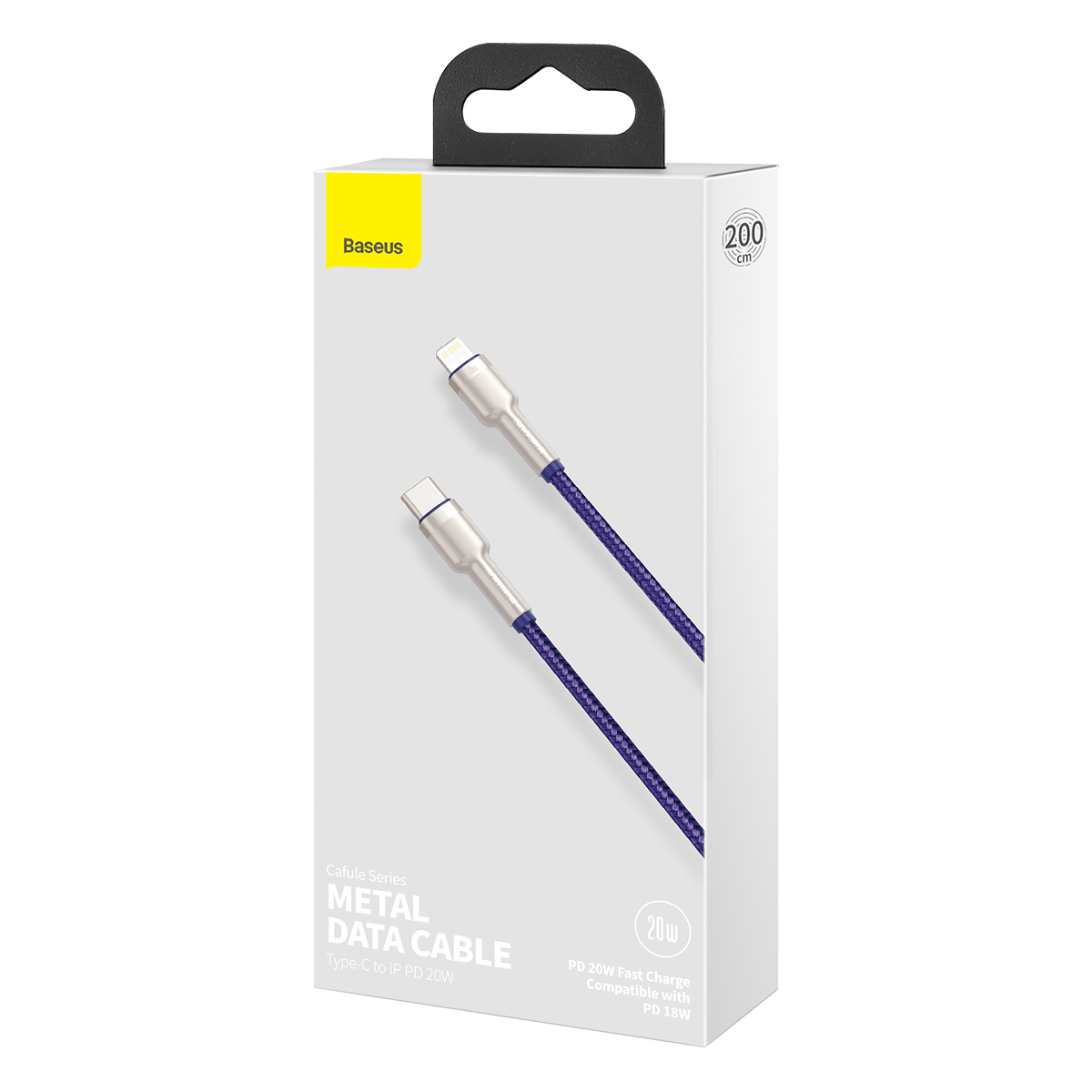 Baseus Cafule-sarjan USB-C-kaapeli Lightningille, 20W, 2m (violetti)