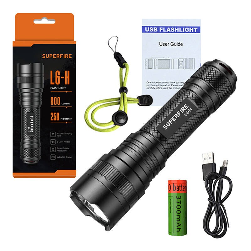 Superfire L6-H taskulamppu, 900 lm, 15W, USB-C, 5 toimintatapaa