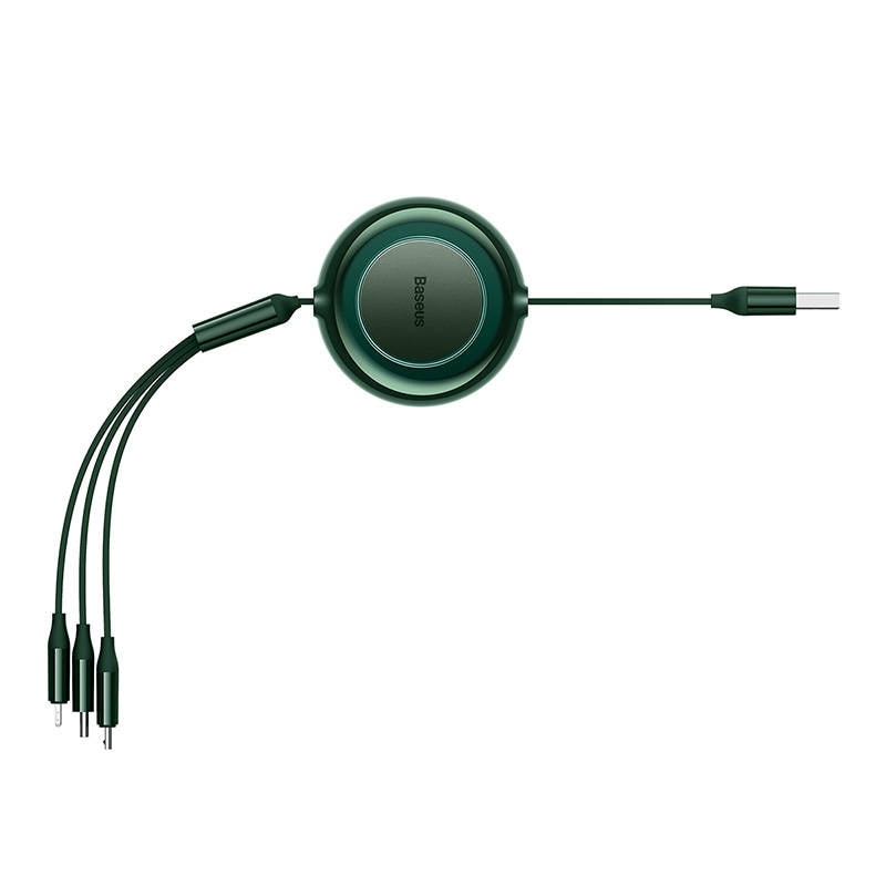 Baseus Bright Mirror 2, USB 3-in-1 kaapeli micro USB / USB-C / Lightning 3.5A 1.1m (vihreä)