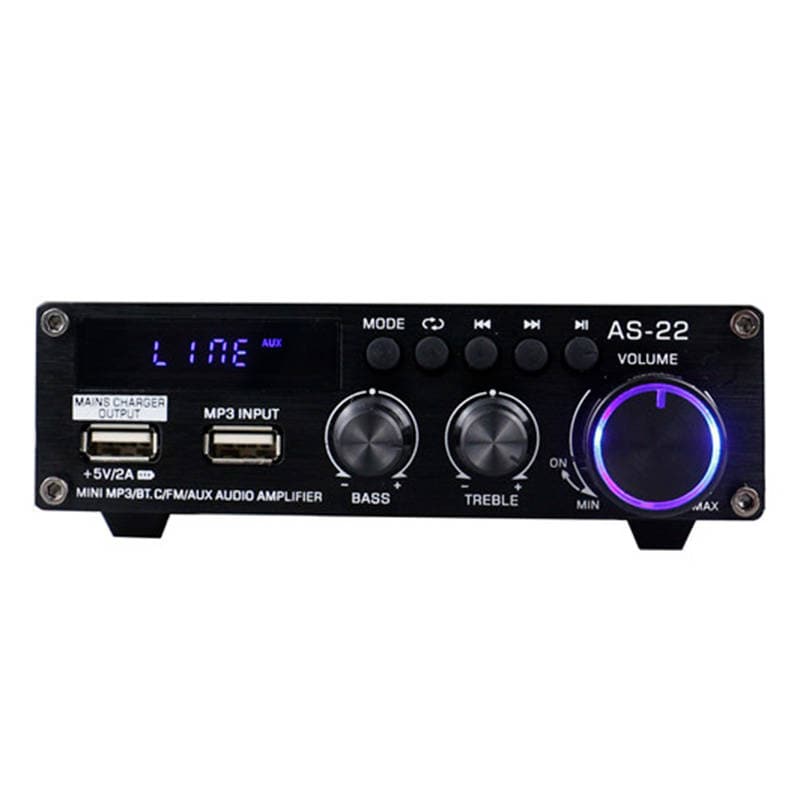 Blitzwolf AS-22 äänenvahvistin, 45W, Bluetooth 5.0, USB + kaukosäädin (musta)