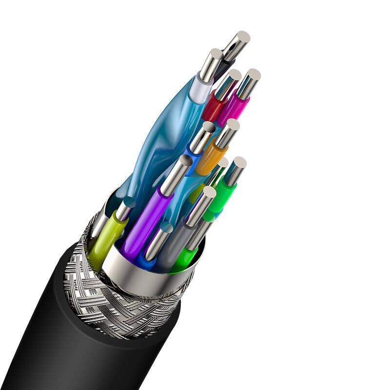 Baseus 2x HDMI 2.0 4K 30Hz kaapeli, 3D, HDR, 18Gbps, 8m (musta)