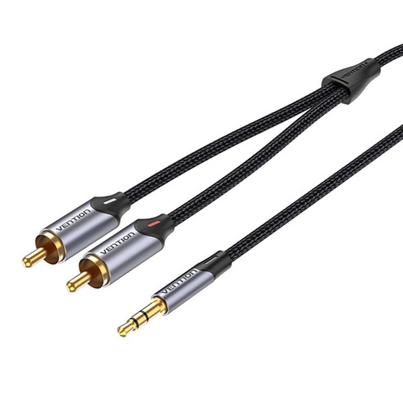 Kaapeli Audio 2xRCA-3.5mm Vention BCNBK 8m (harmaa)