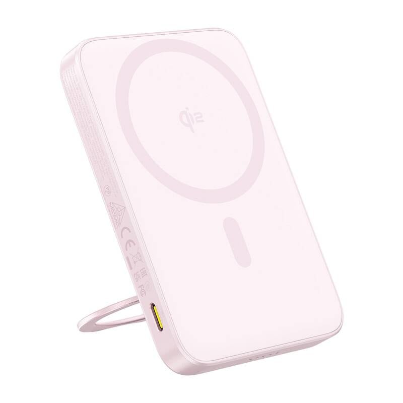 Baseus Powerbank jalustalla PicoGo Qi2 5000mAh 20W (vaaleanpunainen)