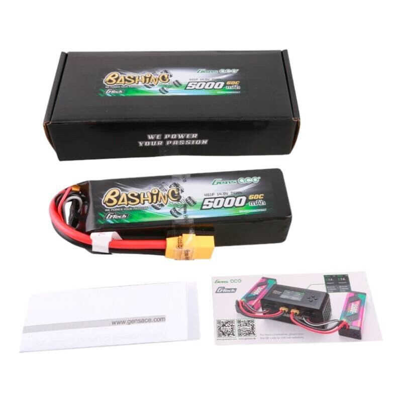 Gens ässä G-Tech 5000mAh 14.8V 4S1P 60C Lipo akkupaketti XT90 Plug-Bashing sarjan kanssa