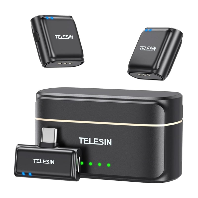 TELESIN langaton solmiomikrofoni + virtapankki puhelimiin (USB-C)