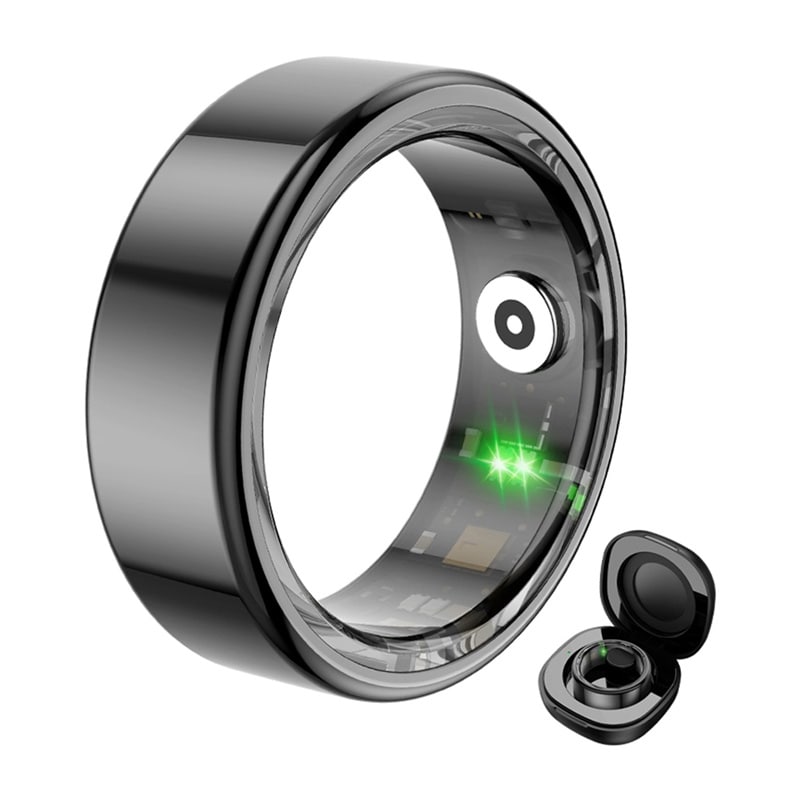 COLMI R02 Smart Ring, koko 12, 21,3 mm (musta) + latauskotelo