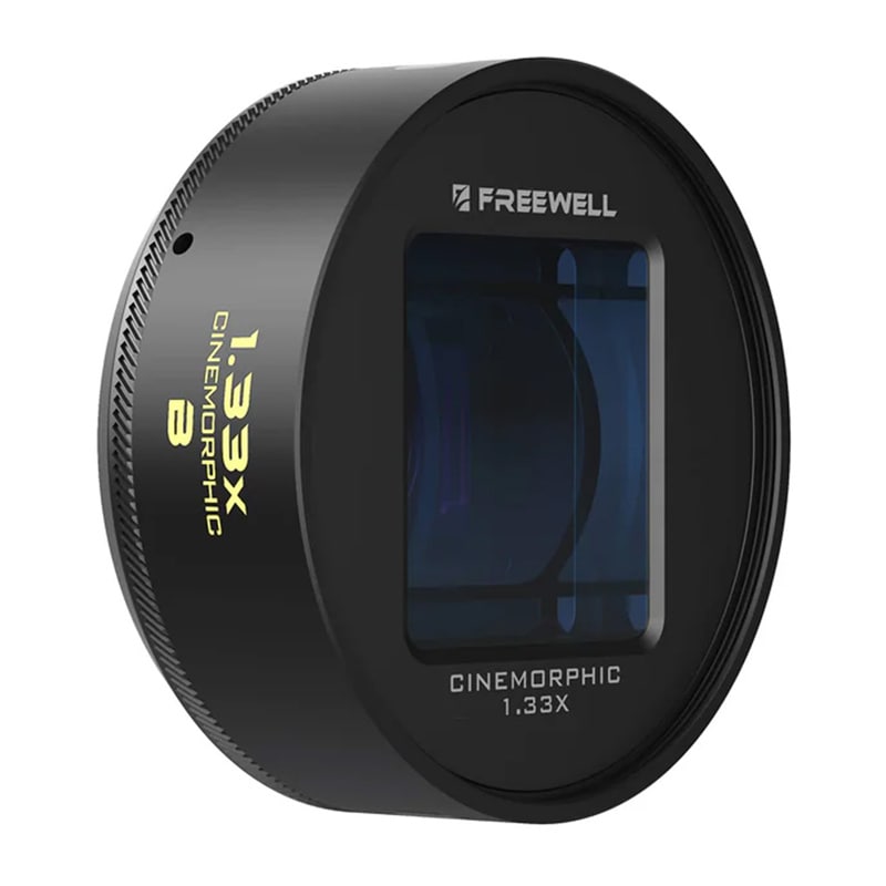 Freewell 1.33x anamorfinen objektiivi, jossa on 17 mm:n kiinnike