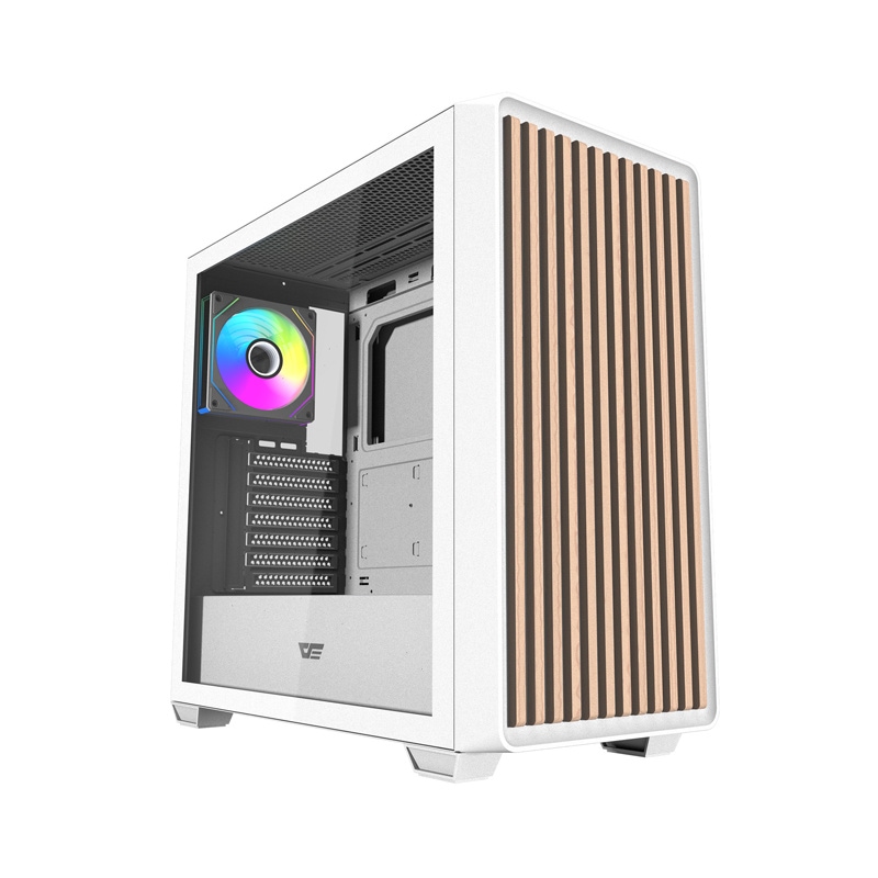Darkflash DS900WD ATX-tietokonekotelo (valkoinen) + 4 tuuletinta