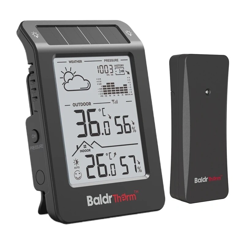 BALDRTHERM B0596WT2H2P-V1 aurinkokäyttöinen sääasema (musta)