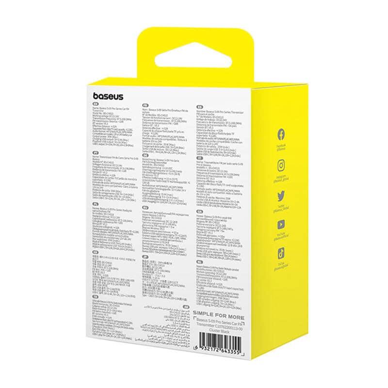 Baseus S-09 Pro FM-lähetin, Bluetooth (musta)