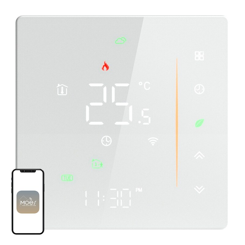 MOES WHT-006-GB-WH Wi-Fi-termostaatti sähkölämmitykseen (valkoinen)