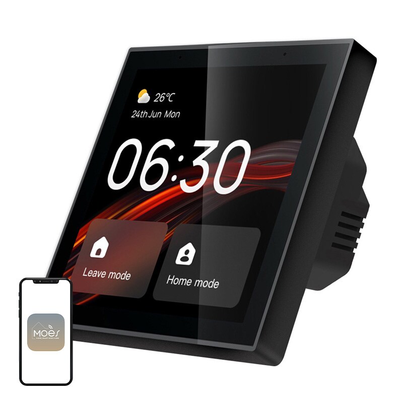 MOES CCP-TY-LN Wi-Fi/ZigBee-ohjauspaneeli, jossa on 4 tuuman LCD-näyttö