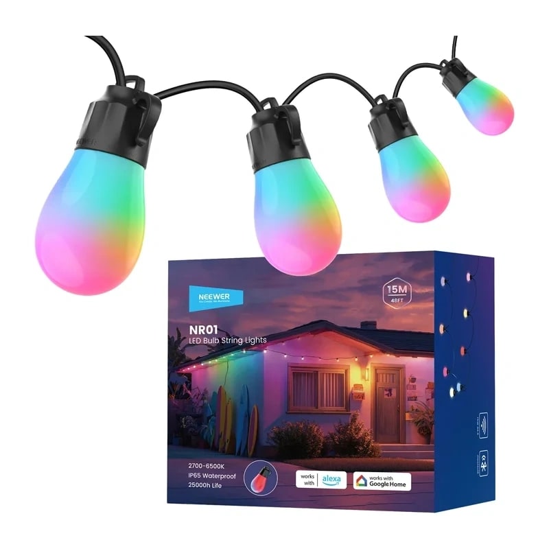 NEEWERin ulkokäyttöön tarkoitetut RGB-valosarjat, lämmin valkoinen