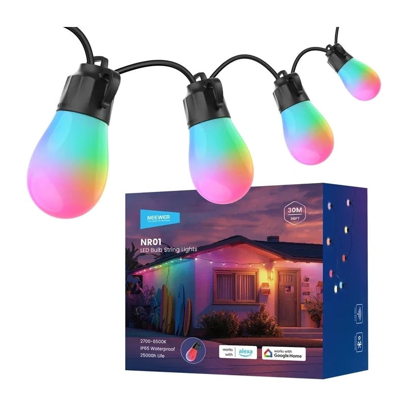 NEEWERin ulkokäyttöön tarkoitettu RGB-valosarja, lämmin valkoinen