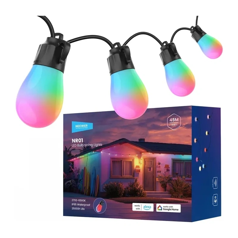 NEEWERin ulkokäyttöön tarkoitettu RGB-valosarja, lämmin valkoinen
